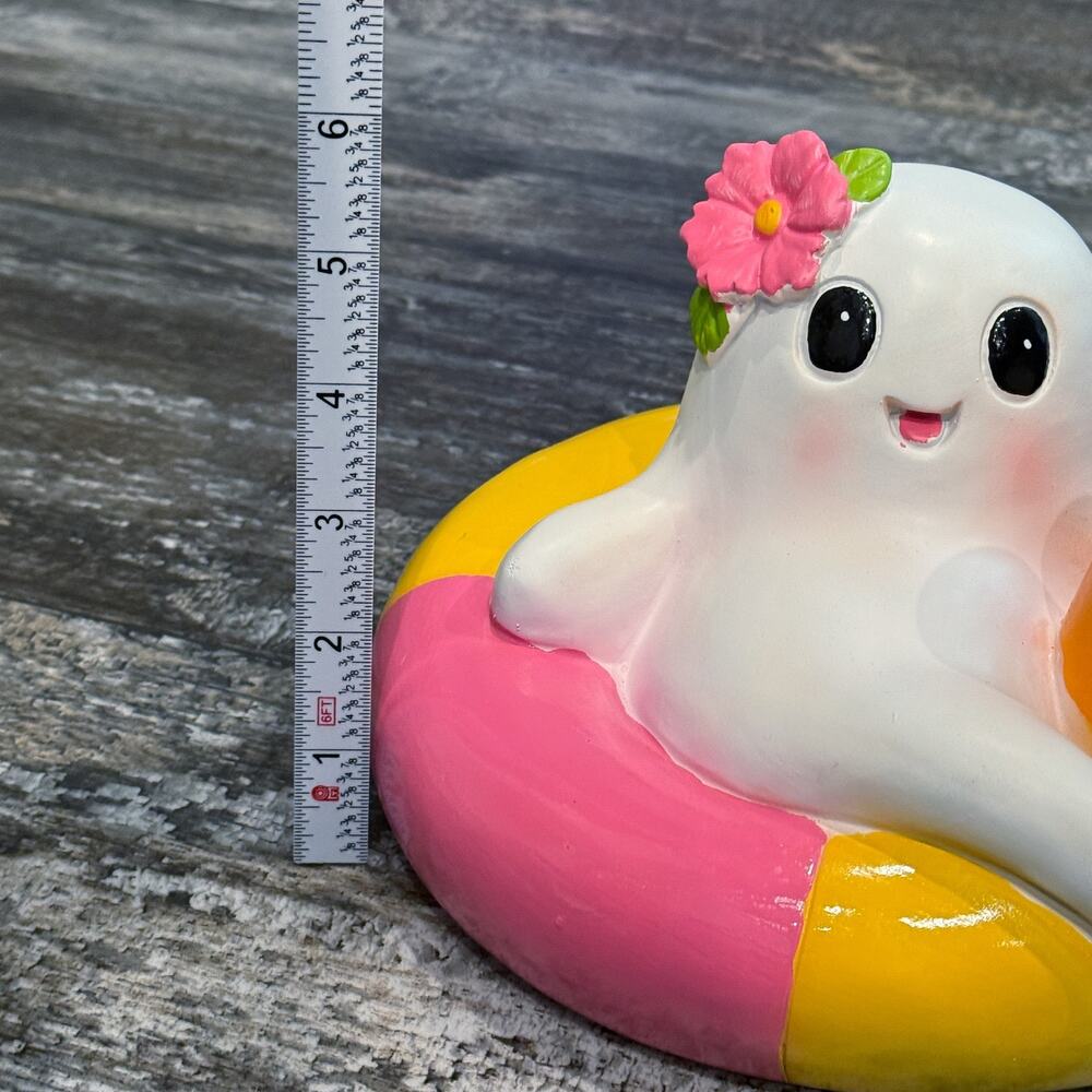 Summerween Halloween Ghost On Pool Float Drink Flower Figurine TikTok Viral NEW - Picture 8 of 10